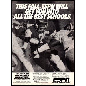 1985 ESPN Sports Network Vintage Print Ad College Football Bowl Games Wall Art
